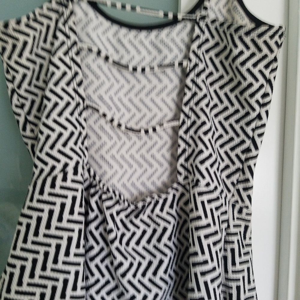 Black and White Strappy Back Top